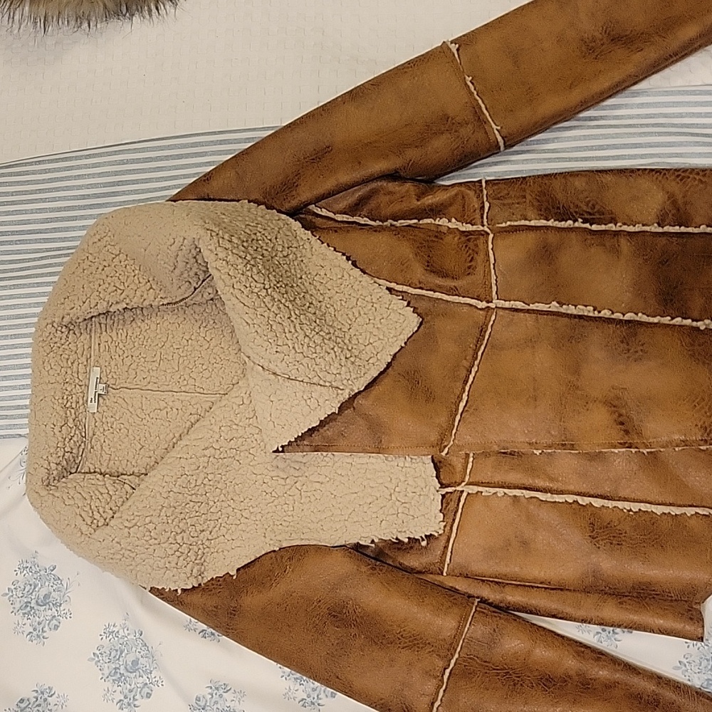 Faux Leather Shearling Style Jacket